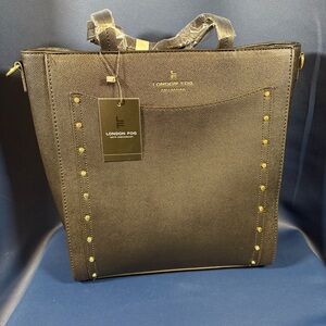 London Fog - Sophia Studded Tote - 100 Anniversary - Black NWT‎